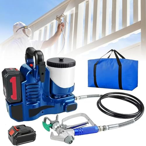 zxmeimm Pulverizador de Pintura sin Aire inalámbrico de 1.2L con batería de 21V - 500W de Alta presión,1.1 L/min,pulverizador Ajustable para Pintura de látex,lacas,cercas y Muebles Twobatteries