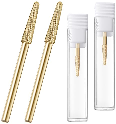 Set di 2 punte per fresa per unghie in acciaio al tungsteno, fresa professionale per manicure, pedicure, punte per cuticole per fresa, cuticle pulite, punta per unghie