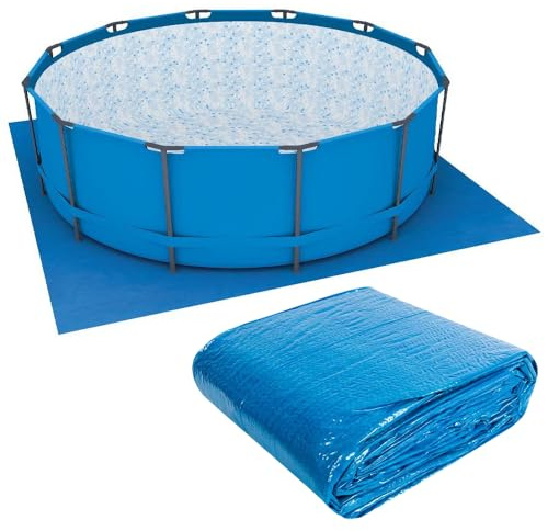 Mineup Pool Bodenplane, 396 X 396cm Poolunterlage Für Aufblasbare, Pool Ground Tuch, Poolmatte Bodenschutzplane Outdoor, Winddicht, Regenfest, Staubdicht, Für Rahmen Poo Und Aufblasbaren Poo