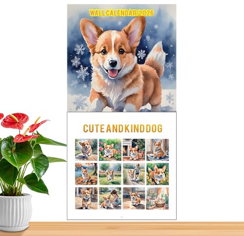 Calendario de Animales Bonitos, Calendario Creativo Lindo Planificador - Perros y Calendario de Pared | Para Usar Para Planificar En El Lugar De Trabajo Y Mesa De Estudio Organización De La Escuela