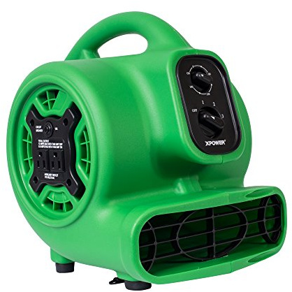 XPOWER P-230AT Mini Mighty 1/4 HP 925 CFM Centrifugal Air Mover, Carpet Dryer, Floor Fan, Blower, Stackable, Daisy Chain, for Water Damage Restoration, Janitorial, Plumbing, Home Use, Green