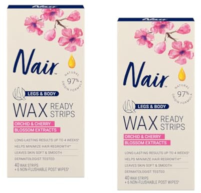 Nair Hair Remover Wax Ready-Strips 40 Count Legs/Body (2 Pack)