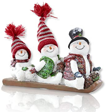 Deko Figur DREI Schneemänner (B) auf Schlitten
