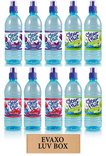 LUV BOX - Variety Clear Fruit Water Sport 16.9 Oz Bottles,Pack of 10,Grape,Green Apple,Cherry Blast by evaxo
