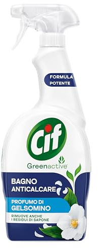 Cif Bagno, Spray Detergente Bagno Anticalcare, 650 ml, per la Rimozione di Residui di Sapone e Calcare, con Profumo al Gelsomino e Agenti Pulenti di Origine Naturale, 100% Fragranza Biodegradabile