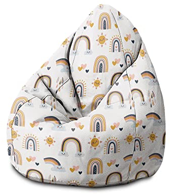DreamRoots Sitzsack Kinder mit füllung - Bodenkissen Kinder Sitzsack - Kinderzimmer 70 x 70 x 105 cm - Bean Bag Kinder - Bubibag - Kindersitzsack - Sitzkissen Boden