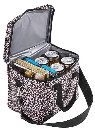Periea Liz Insulated Lunch Bag – Cool Bag for Work, School, Travel & Picnics (Gold Leopard, Large)