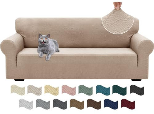 Ystyle Copridivano 3 Posti Con Braccioli, Super Elasticizzato Copri Divano, Copridivano Antigraffio Gatto, Copridivani Antiscivolo Antimacchia, Universale Sofa Cover Moderno, Cachi