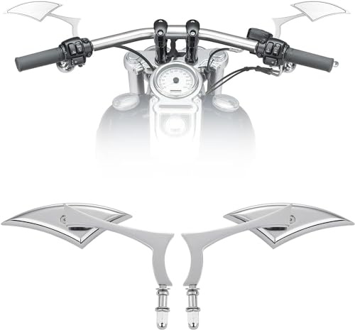 KEMIMOTO Spear Blade Mirrors Motorcycle Rear View Mirrors 1 Pair for Touring Street Glide Electra Glide Sportster Softail Dyna (Chrome)