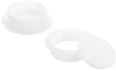 PATIKIL Air Conditioning Wall Hole Cover, 2Pcs Air Conditioner Blocking Hole Plug Decoration Water Pipe Sealing Plate Cover for 4 - 4.3 Diameter Hole, White