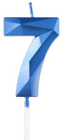Candele blu reale per 7° compleanno, candela 3D numero 7 per torta, decorazioni per 7° compleanno per ragazzi e ragazze, candele decorazioni blu Torta Topper per feste Suppie