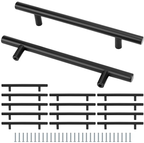 QWORK® 15 Pezzi Maniglie per Mobili, 128MM Maniglie in Acciaio Inox, Maniglie Armadio con Viti, Maniglie per Mobili da Cucina Nere