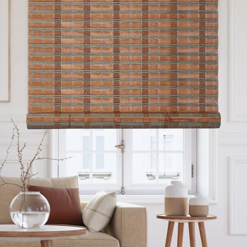 CSBWDLT Bamboo Blinds Roman Bamboo Curtains Roller Shades for Interior Windows,Roll Up Blinds Indoor Outdoor Patio 30 W x 64 H