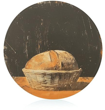 Tabla de cortar de vidrio de 8 x 8 pulgadas, tabla de cortar para pan en cesta con patas antideslizantes, tablas redondas para cortar cocina, resistentes al calor, pequeñas tablas de cortar para