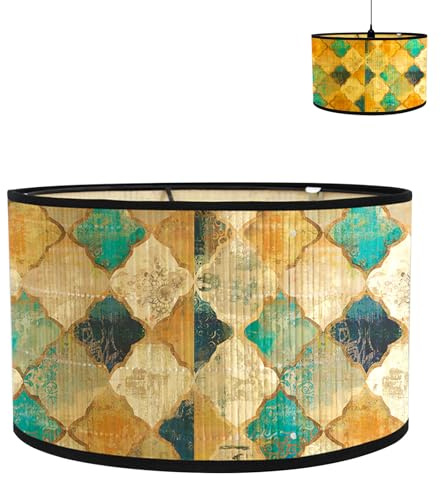 Paralume in tessuto di lino, realizzato a mano, per lampada da terra, lampada a sospensione e lampada da tavolo, attacco E27, luce antiriflesso, diametro 30 cm x altezza 20 cm (griglia E)