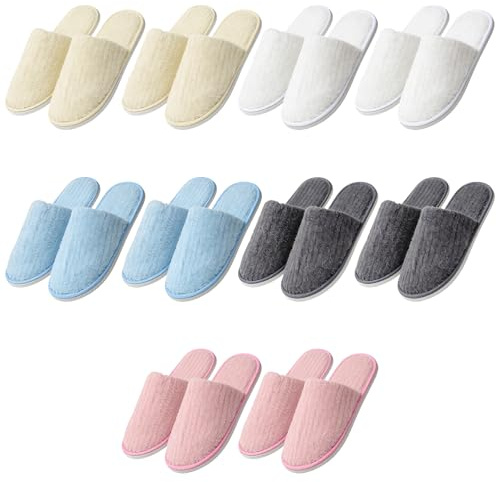 10 par frottétofflor, hotelltofflor, färgglada gästtofflor, set, 28,5 x 11,5 cm tofflor stängda, engångstofflor, badtofflor, frottétofflor unisex för hotell, salong, spa, sovrum