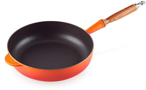 Le Creuset Gusseisen-Sautépfanne, Rund, Ø 28 cm, Für alle Herdarten inkl. Induktion geeignet, 2,952 kg, Ofenrot