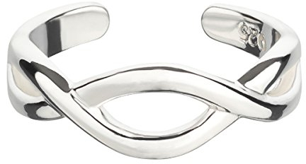 7K Zehenring aus 925 Sterling Silber als Fußschmuck oder Fingerring für Damen, Herren und Kinder, offener Midi Ring, verstellbar, Modell 27 Infinity