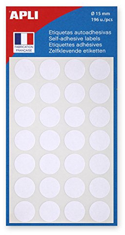 Apli 111840 - Pochette de 196 pastilles Blanches Ø 15 mm