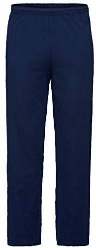 Fruit of the Loom Men Open Hem Lightweight Jog Pants, Blue (Deep Navy), Large