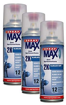 3x Kwasny SprayMax 2K Klarlack matt benzinfest Sprühdose Härter 400ml 680065