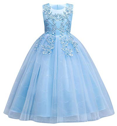 Fiore Piccola Grande Ragazza Pizzo Ricamo Tulle Paillettes Vestito Principessa Pageant Festa di Compleanno Prima Comunione Matrimonio Damigella d'onore Piano Formale Lungo Danza Sera Maxi Abito