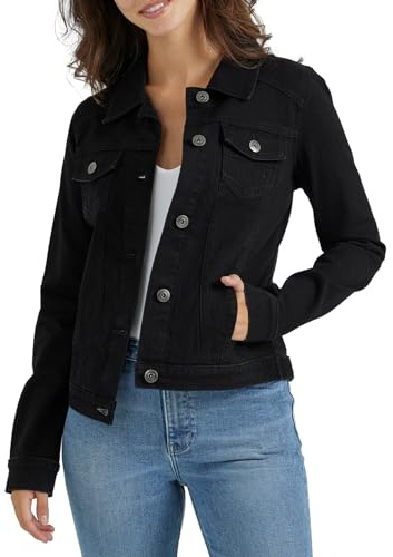 Wrangler Authentics Stretch Denim Jacket Veste en Jean, Noir, S Femme