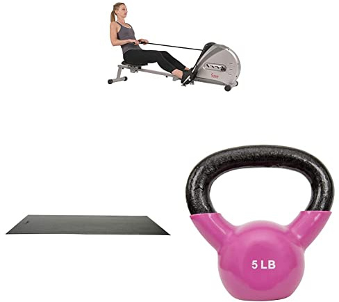 Sunny Health & Fitness Rowing Machine Rower Ergometer with Digital Monitor, Inclined Slide Rail, 220 LB Max Weight and Foldable - SF-RW5606