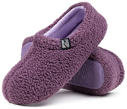 RockDove Damen Teddy-Fleece-Hausschuhe mit geschlossener Ferse für den Innenbereich, 38/39 EU, Lila