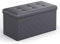 SONGMICS 76 cm Sitzbank mit Stauraum, Sitztruhe, Aufbewahrungsbox, Fußhocker, faltbar, gepolstert, Bezug aus Kunstleder, bis 300 kg belastbar, dunkelgrau LSF040G01
