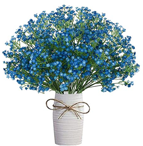 Uhky, set di 6 fiori artificiali di gipsofila, tocco realistico, per matrimoni, feste, corona fai da te, composizione floreale, decorazione per la casa (Blu Scuro)