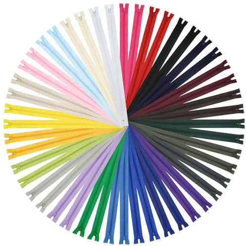 DOITEM 48pcs 35cm / 14 Pulgadas Cremalleras de Nylon Multicolor de la Bobina para Coser y Artes 24 Colores (Multicolor, 35cm)