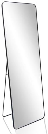 Kapler Arc Miroir sur pied, 160 x 53 cm, grand, rond, noir, pour Deman, monté au mur, inclinable, décoration de salon