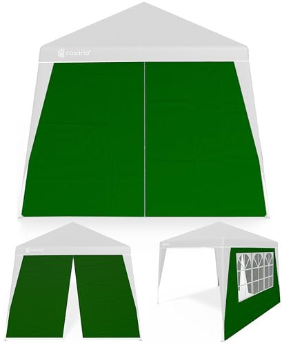 CASARIA® 2X Parois latérales tonnelle de Jardin 3x3m imperméable fenêtre Fermeture éclair Panneau latéral Mur côté pavillon Pop-Up Vert