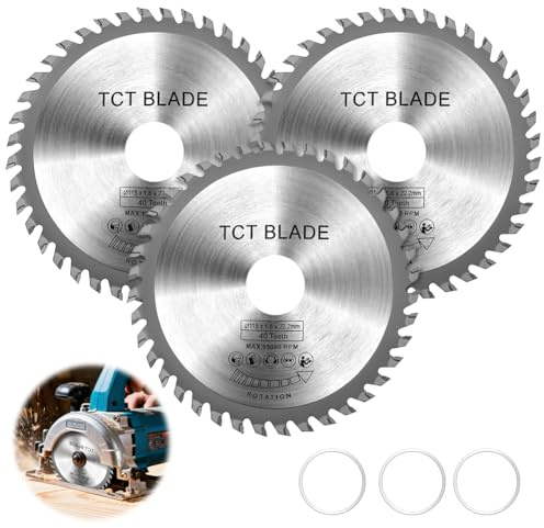 Flintronic 3 Pezzi Lama per Sega Circolare, 115 x 22,23mm x 40 Denti, per seghe circolari in metallo, Per Tagliare Legno, Plastica, Fibra Di Vetro, Rame, Alluminio