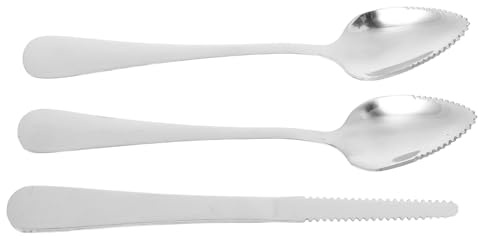 LIGIGWASH Utensilios para Fruta de Acero Inoxidable con Cuchara y Cuchillo Dentados Mango Ergonómico Antideslizante para Pomelo Kiwi y Postres Apto para Cocina Diaria y Mesa Elegante