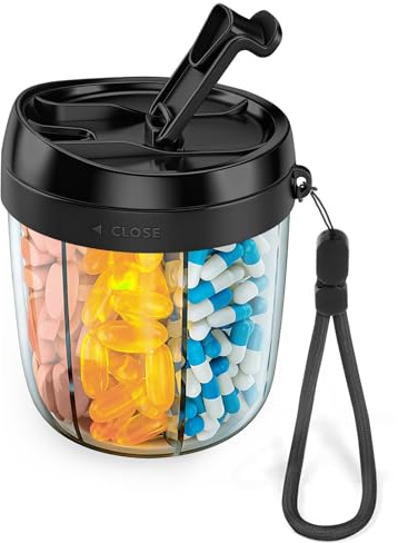 Fefod Portapillole Settimanale, Dispenser per Pillole con 7 Grandi Scomparti, Portapillole da Viaggio Portatile per Vitamine, Olio di Pesce, Medicinali, Integratori Alimentari ecc.