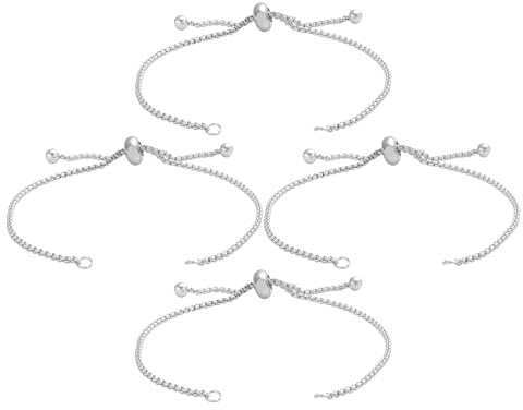 Gatuida 4 Cadenas Extensibles Deslizantes Ajustables para Pulseras Accesorios de Bisutería DIY Extensor de Pulsera Metálico con Extremos Esféricos Compatible para Creación y Ajuste