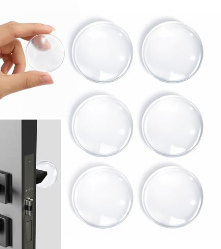 Lafefe 6pcs Door Stopper, Transparent Circular Silicone Door Handle Protectors, Door Handle Impact Protection Wall Protector Self Adhesive Suitable for Walls and Refrigerators 06