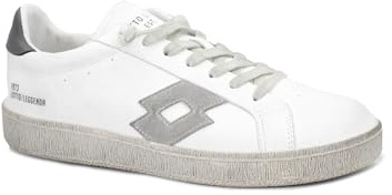 Lotto Leggenda 223621 Edy Autograph White Warm Gray Asphalt Bianco Grigio Uomo Sneakers Lacci Pelle 43