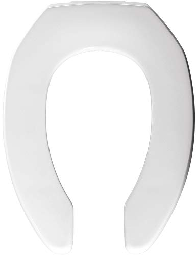 Bemis 2155CT 000 gewerblicher WC-Sitz mit offener Vorderseite, ohne Abdeckung, der sich nie löst und Rückrufe reduziert, weiß, länglich, 2155CT