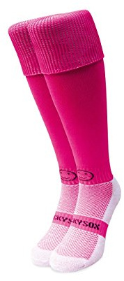WackySox - Raspberry Pink Knee Length Rugby Socks Sports Socks for Men and Women Womens Sports Socks Mens Socks Walking Socks for Riding Hockey Football Running and Other Sports Activities