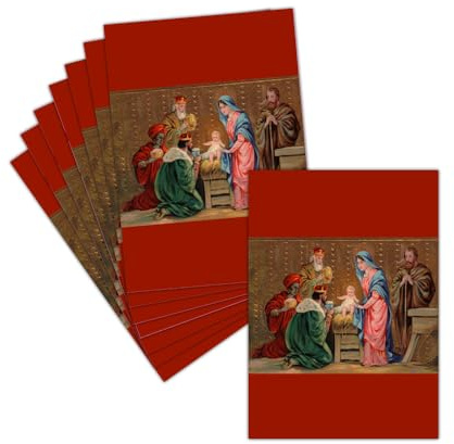 MERCI-FACTEUR.COM Carte Noel Religieuse (Noël et Nativité) - 8 Cartes Postales (3 Formats Dispos) - Carte L'adoration Des Rois Mages à Béthléem