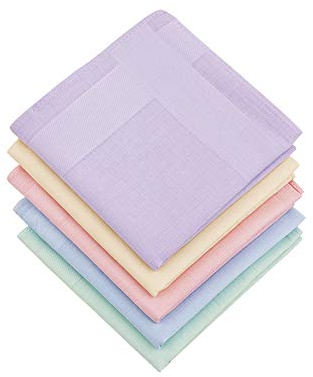 HOULIFE 5 Stücke Damen Taschentücher aus Reiner Baumwolle mit Spitzen 40x40cm 5 Farben für Alltagsgebrauch&Hochzeit