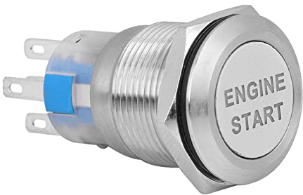Fydun Interruttore di Avviamento Motore, Pulsante di Avvio 12V con LED, Impermeabile, Sostituzione Universale per Automobili(Argento, Acciaio Inossidabile)