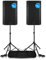 VONYX VSA15BT Active PA Speaker System with Stands & Cables - 2x 15 Inch 1000W Bluetooth DJ Speakers, Portable Sound System Bundle for Live Music, DJs & Events