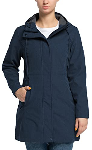 33,000ft Softshell-jacka för dam regnjacka vattentät regnjacka lång övergångsjacka funktionell jacka vindjacka andningsbar huva mjuk skaljacka