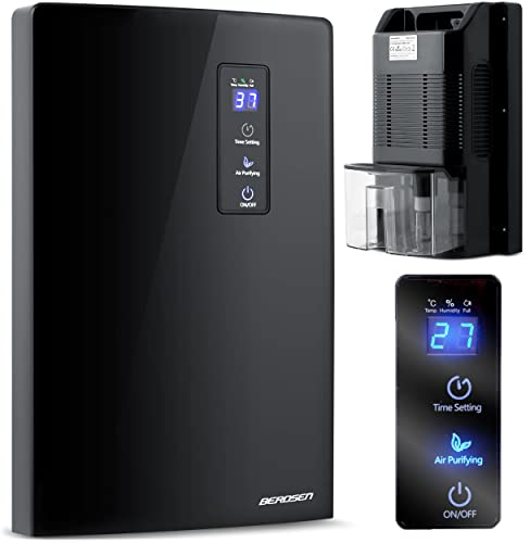 Berdsen, Luftentfeuchter BR-20B mit Display Schwarz, Für Räume bis 30 m2, Entfeuchter, Luftreiniger, Wäschetrockner, Elektrisch