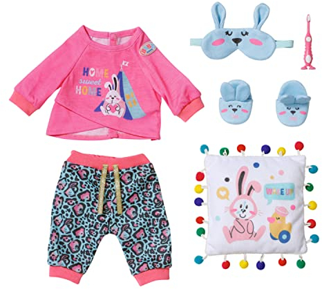 BABY born 832714 Bath Deluxe Gute Nacht Set 43 cm - Puppenzubehör und Accessoires bestehend aus Shirt, Hose, Pantoffeln, Schlafmaske, Kissen und Zahnbürste