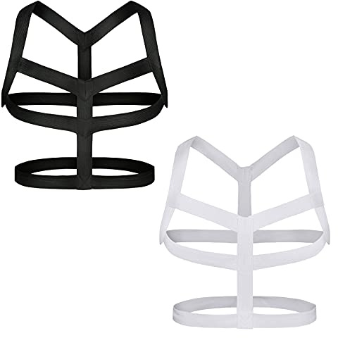 YUFEIDA Men's Body Chest Harness Belt Elastic Halter Nylon Stretchy Shoulder Strap Clubwear Costumes Belts